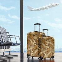 Brown Gold Monstera Luggage Cover Polynesian Tribal Pattern LT01 - Polynesian Pride