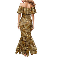 Brown Gold Monstera Mermaid Dress Polynesian Tribal Pattern LT01 - Polynesian Pride