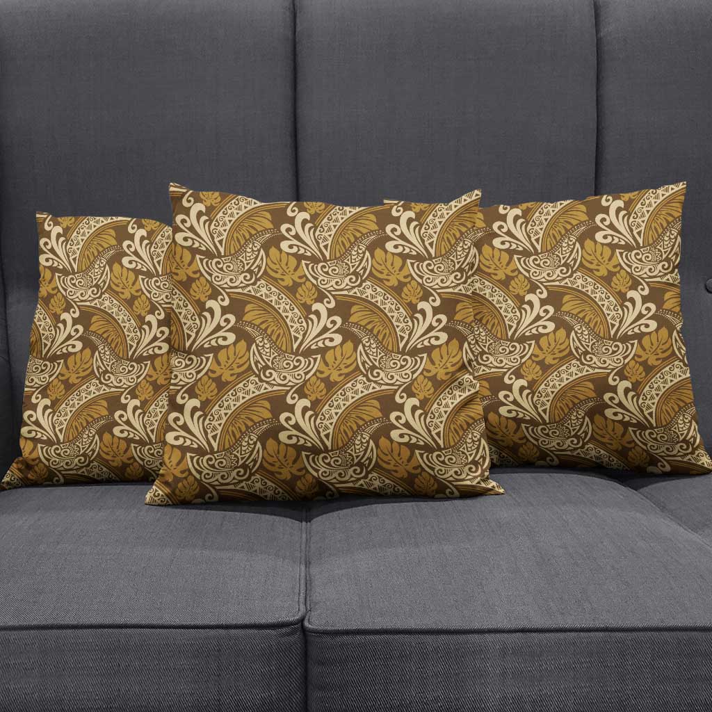 Brown Gold Monstera Pillow Cover Polynesian Tribal Pattern LT01 - Polynesian Pride
