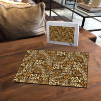 Brown Gold Monstera Puzzle Polynesian Tribal Pattern - Polynesian Pride