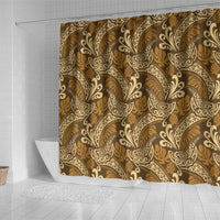 Brown Gold Monstera Shower Curtain Polynesian Tribal Pattern LT01 - Polynesian Pride