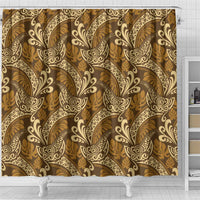 Brown Gold Monstera Shower Curtain Polynesian Tribal Pattern LT01 - Polynesian Pride