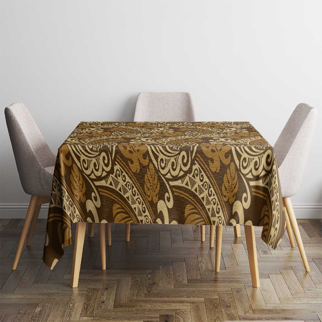 Brown Gold Monstera Tablecloth Polynesian Tribal Pattern LT01 - Polynesian Pride