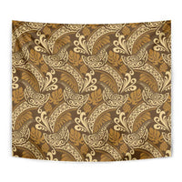 Brown Gold Monstera Tapestry Polynesian Tribal Pattern LT01 - Polynesian Pride