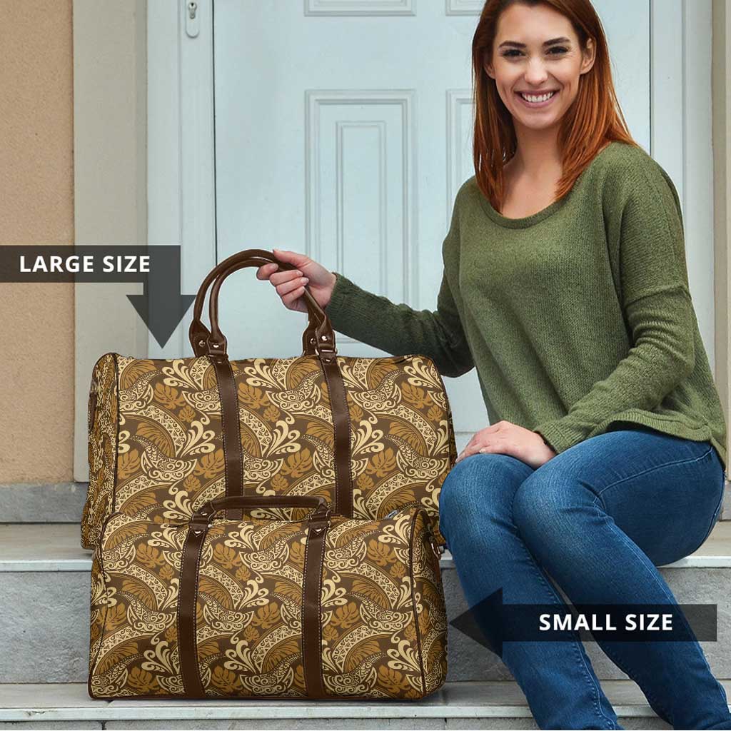 Brown Gold Monstera Travel Bag Polynesian Tribal Pattern LT01 - Polynesian Pride