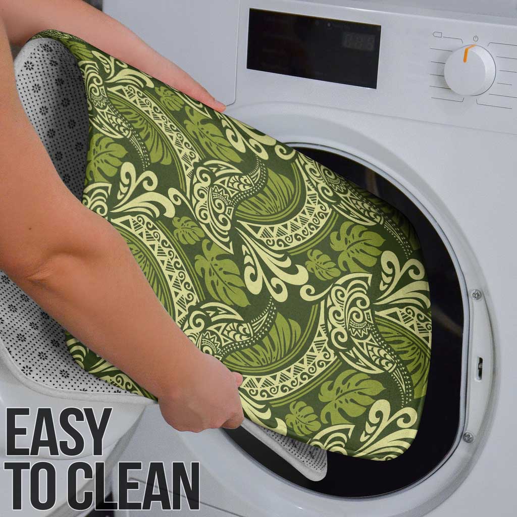 Olive Green Monstera Bathroom Set Polynesian Tribal Pattern LT01 - Polynesian Pride