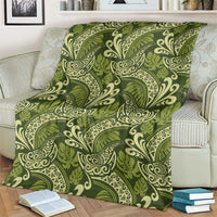 Olive Green Monstera Blanket Polynesian Tribal Pattern LT01 - Polynesian Pride