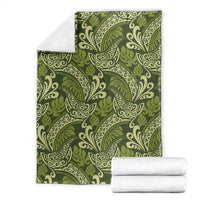 Olive Green Monstera Blanket Polynesian Tribal Pattern LT01 - Polynesian Pride