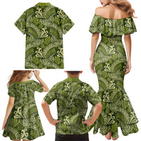 Olive Green Monstera Family Matching Mermaid Dress and Hawaiian Shirt Polynesian Tribal Pattern LT01 - Polynesian Pride