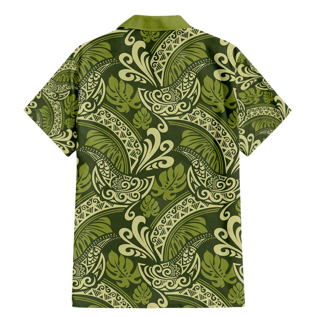 Olive Green Monstera Family Matching Mermaid Dress and Hawaiian Shirt Polynesian Tribal Pattern LT01 - Polynesian Pride