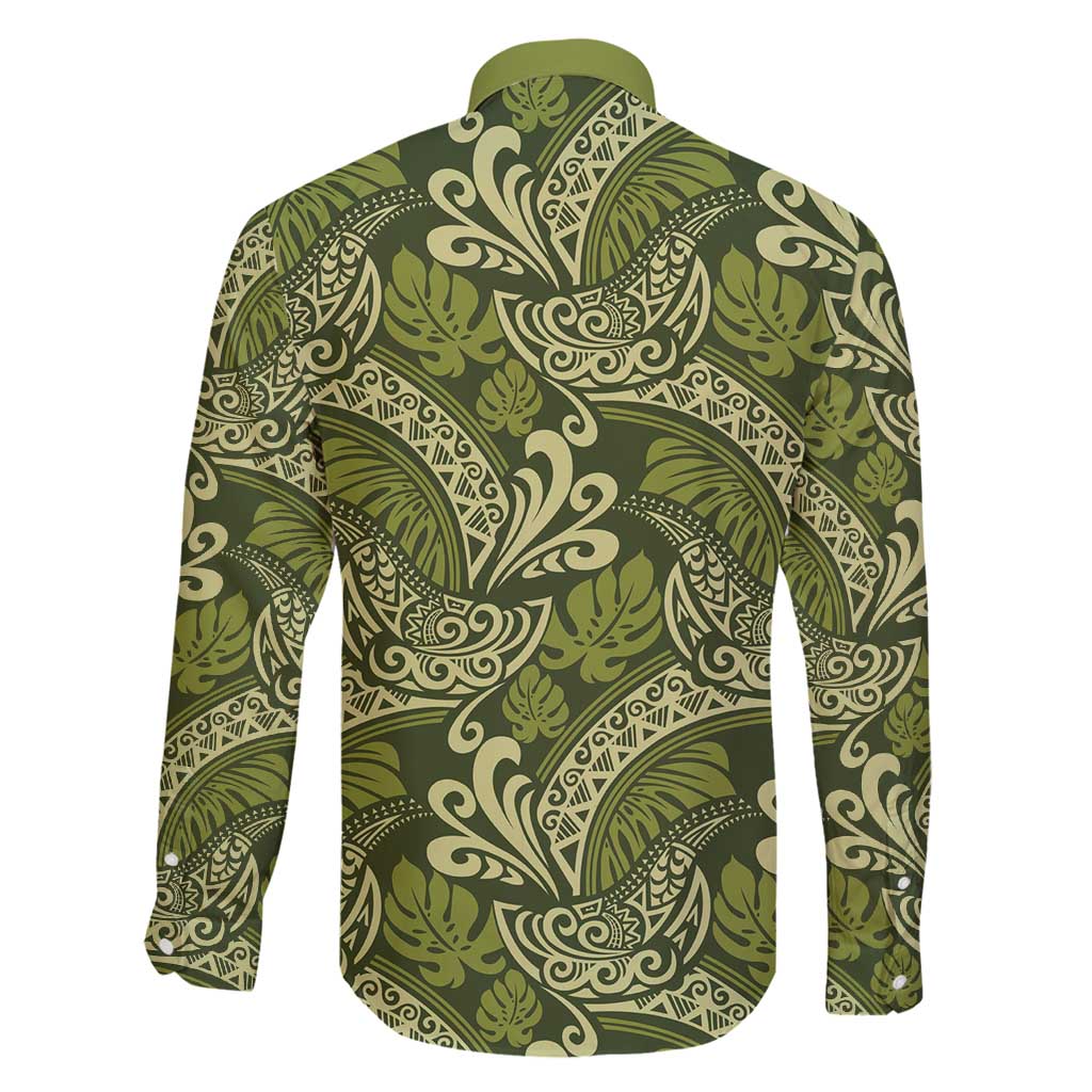 Olive Green Monstera Family Matching Mermaid Dress and Hawaiian Shirt Polynesian Tribal Pattern LT01 - Polynesian Pride