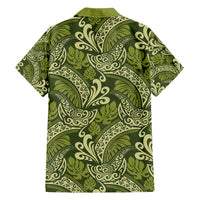 Olive Green Monstera Family Matching Tank Maxi Dress and Hawaiian Shirt Polynesian Tribal Pattern LT01 - Polynesian Pride
