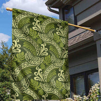 Olive Green Monstera Garden Flag Polynesian Tribal Pattern LT01 - Polynesian Pride