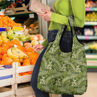 Olive Green Monstera Grocery Bag Polynesian Tribal Pattern LT01 - Polynesian Pride