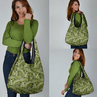 Olive Green Monstera Grocery Bag Polynesian Tribal Pattern LT01 - Polynesian Pride