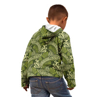 Olive Green Monstera Kid Hoodie Polynesian Tribal Pattern LT01 - Polynesian Pride