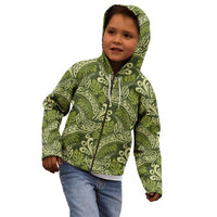 Olive Green Monstera Kid Hoodie Polynesian Tribal Pattern LT01 - Polynesian Pride