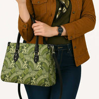 Olive Green Monstera Leather Bag Polynesian Tribal Pattern LT01 - Polynesian Pride
