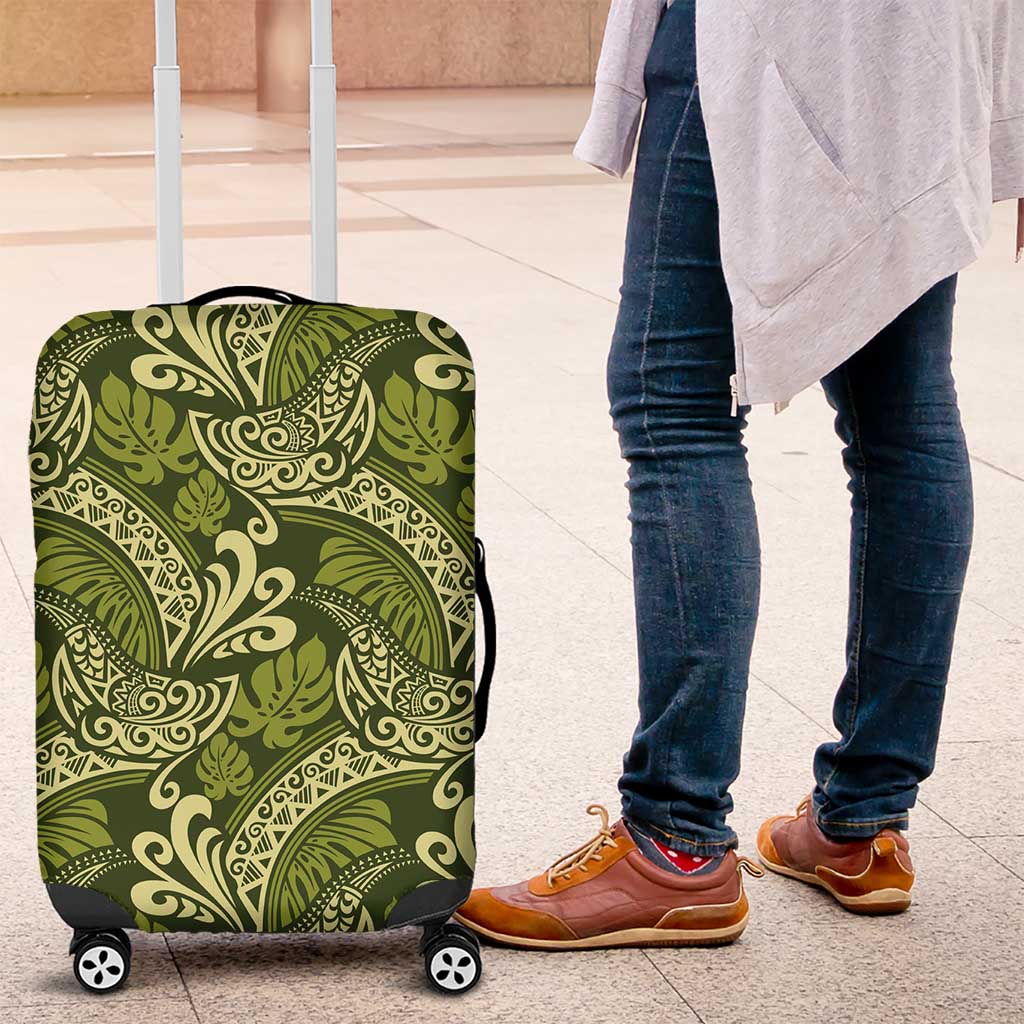 Olive Green Monstera Luggage Cover Polynesian Tribal Pattern LT01 Green - Polynesian Pride