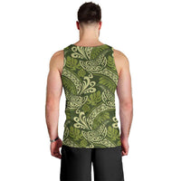 Olive Green Monstera Men Tank Top Polynesian Tribal Pattern LT01 - Polynesian Pride