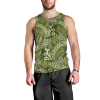 Olive Green Monstera Men Tank Top Polynesian Tribal Pattern LT01 - Polynesian Pride