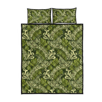 Olive Green Monstera Quilt Bed Set Polynesian Tribal Pattern LT01 - Polynesian Pride