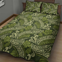 Olive Green Monstera Quilt Bed Set Polynesian Tribal Pattern LT01 - Polynesian Pride