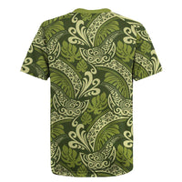 Olive Green Monstera Rugby Jersey Polynesian Tribal Pattern LT01 - Polynesian Pride