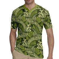 Olive Green Monstera Rugby Jersey Polynesian Tribal Pattern LT01 - Polynesian Pride