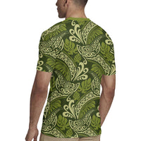 Olive Green Monstera Rugby Jersey Polynesian Tribal Pattern LT01 - Polynesian Pride