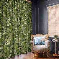 Olive Green Monstera Window Curtain Polynesian Tribal Pattern LT01 - Polynesian Pride