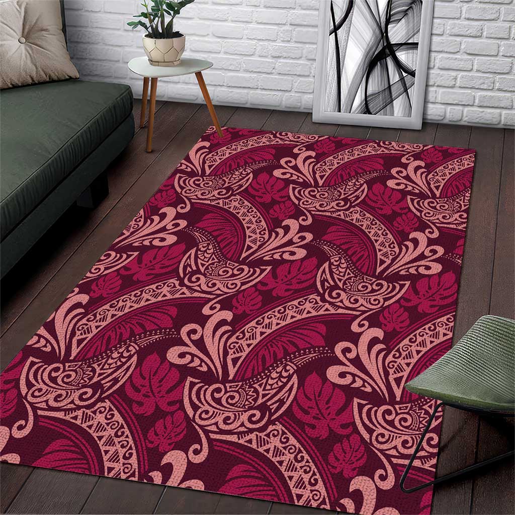 Sweet Pink Monstera Area Rug Polynesian Tribal Pattern LT01 Pink - Polynesian Pride