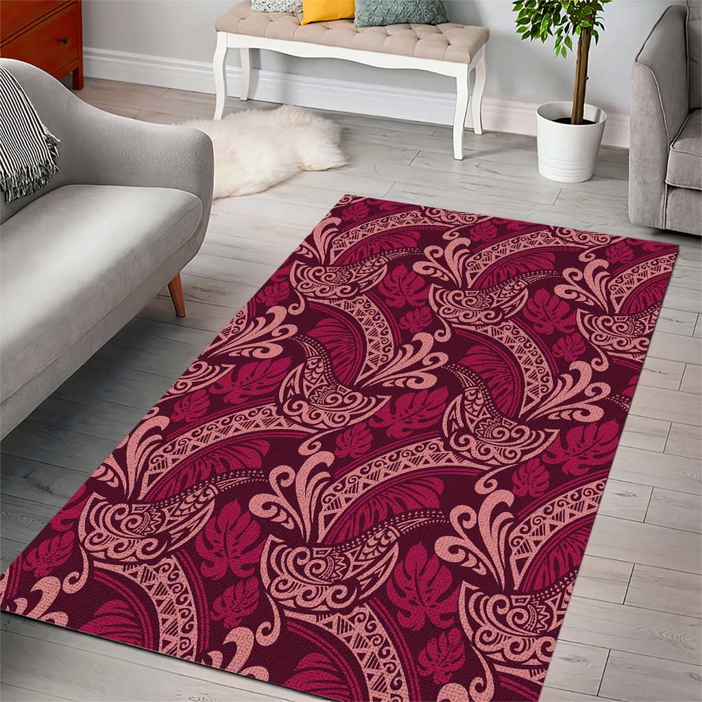 Sweet Pink Monstera Area Rug Polynesian Tribal Pattern LT01 - Polynesian Pride