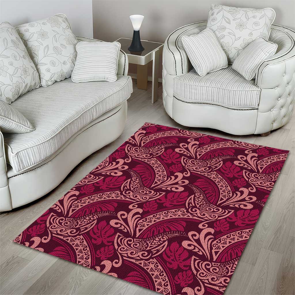 Sweet Pink Monstera Area Rug Polynesian Tribal Pattern LT01 - Polynesian Pride