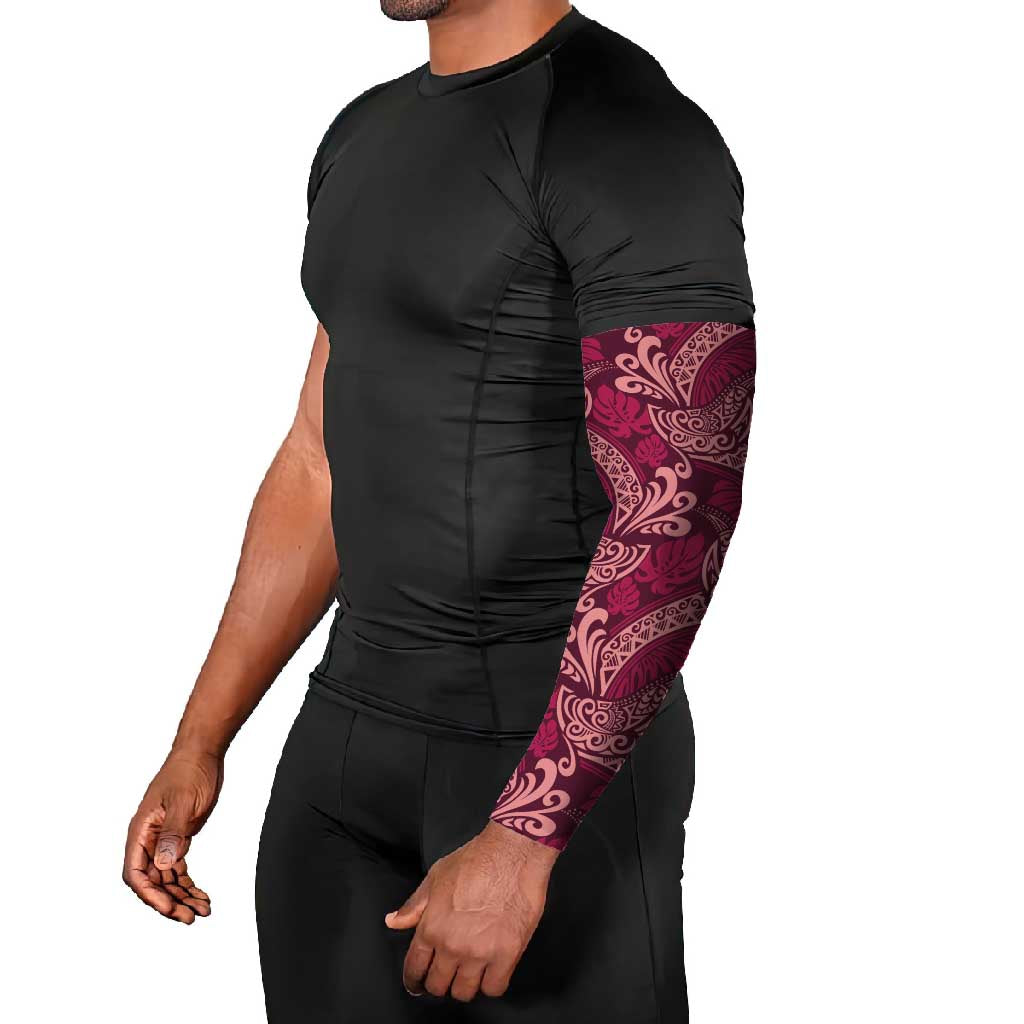 Sweet Pink Monstera Arm Sleeves Polynesian Tribal Pattern LT01 - Polynesian Pride