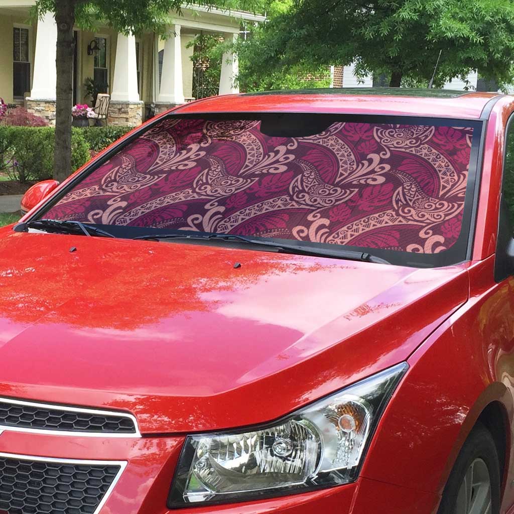 Sweet Pink Monstera Auto Sun Shade Polynesian Tribal Pattern LT01 - Polynesian Pride