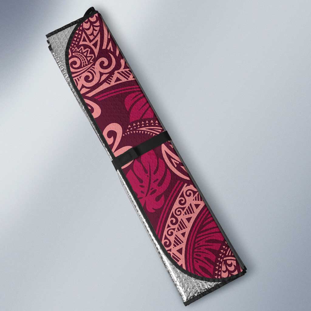 Sweet Pink Monstera Auto Sun Shade Polynesian Tribal Pattern LT01 - Polynesian Pride