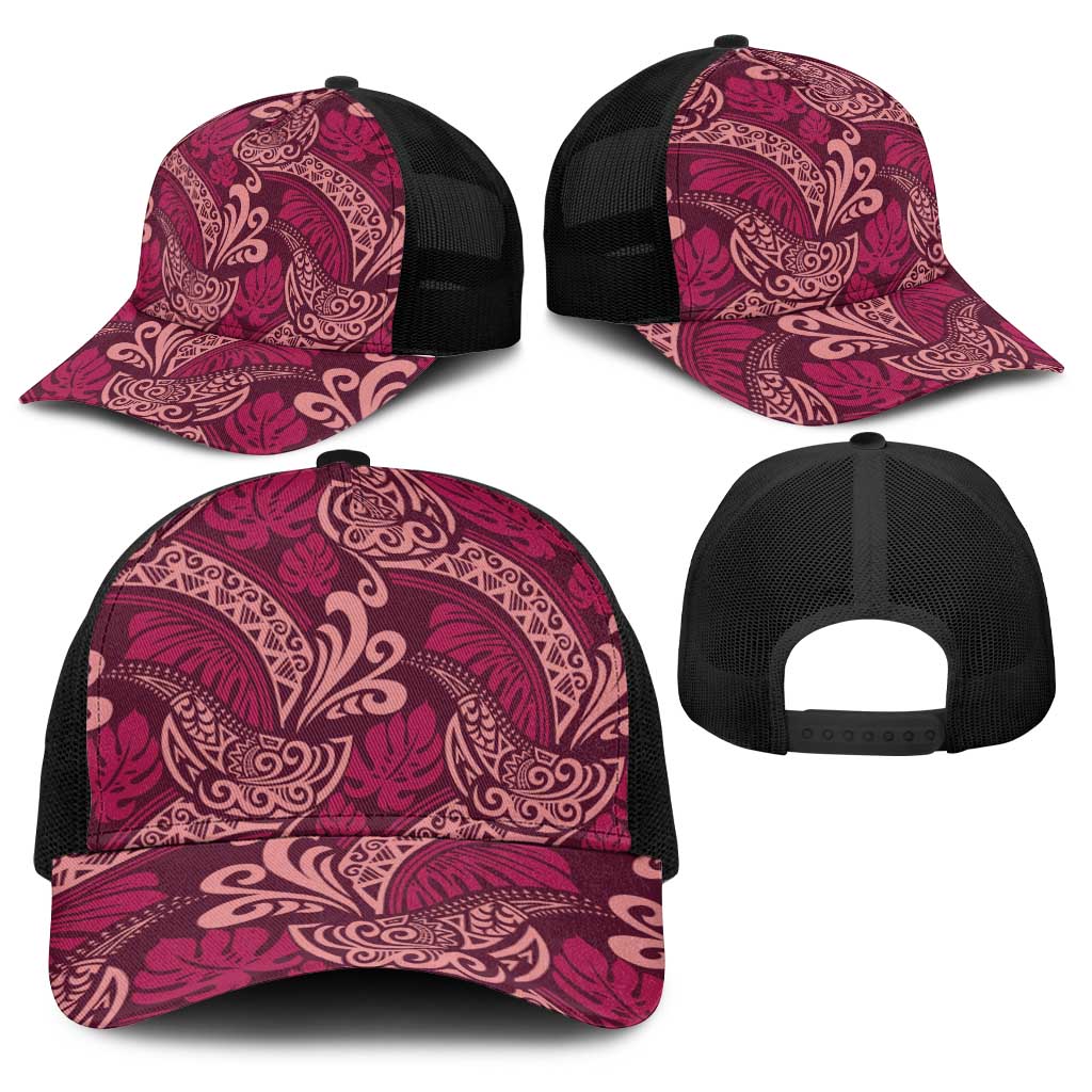 Sweet Pink Monstera Baseball Net Cap Polynesian Tribal Pattern LT01 - Polynesian Pride