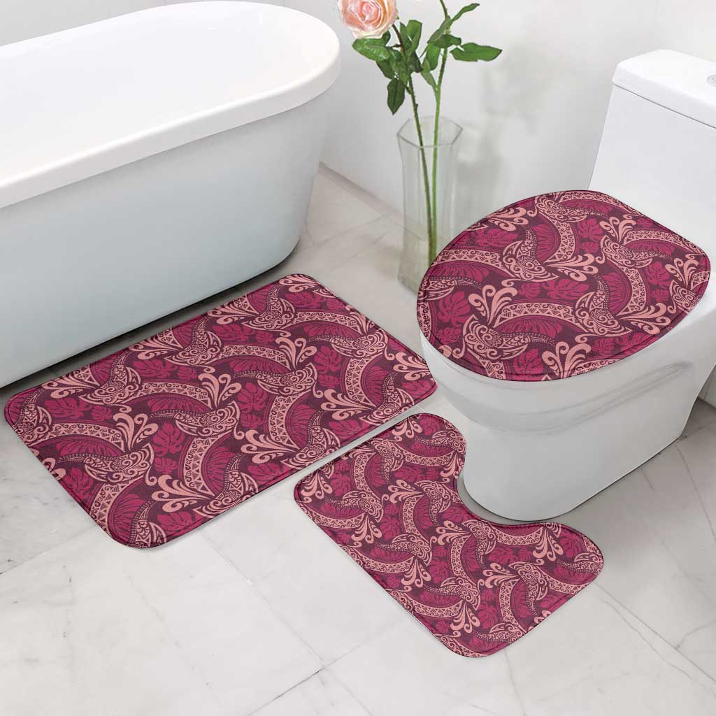 Sweet Pink Monstera Bathroom Set Polynesian Tribal Pattern LT01 - Polynesian Pride
