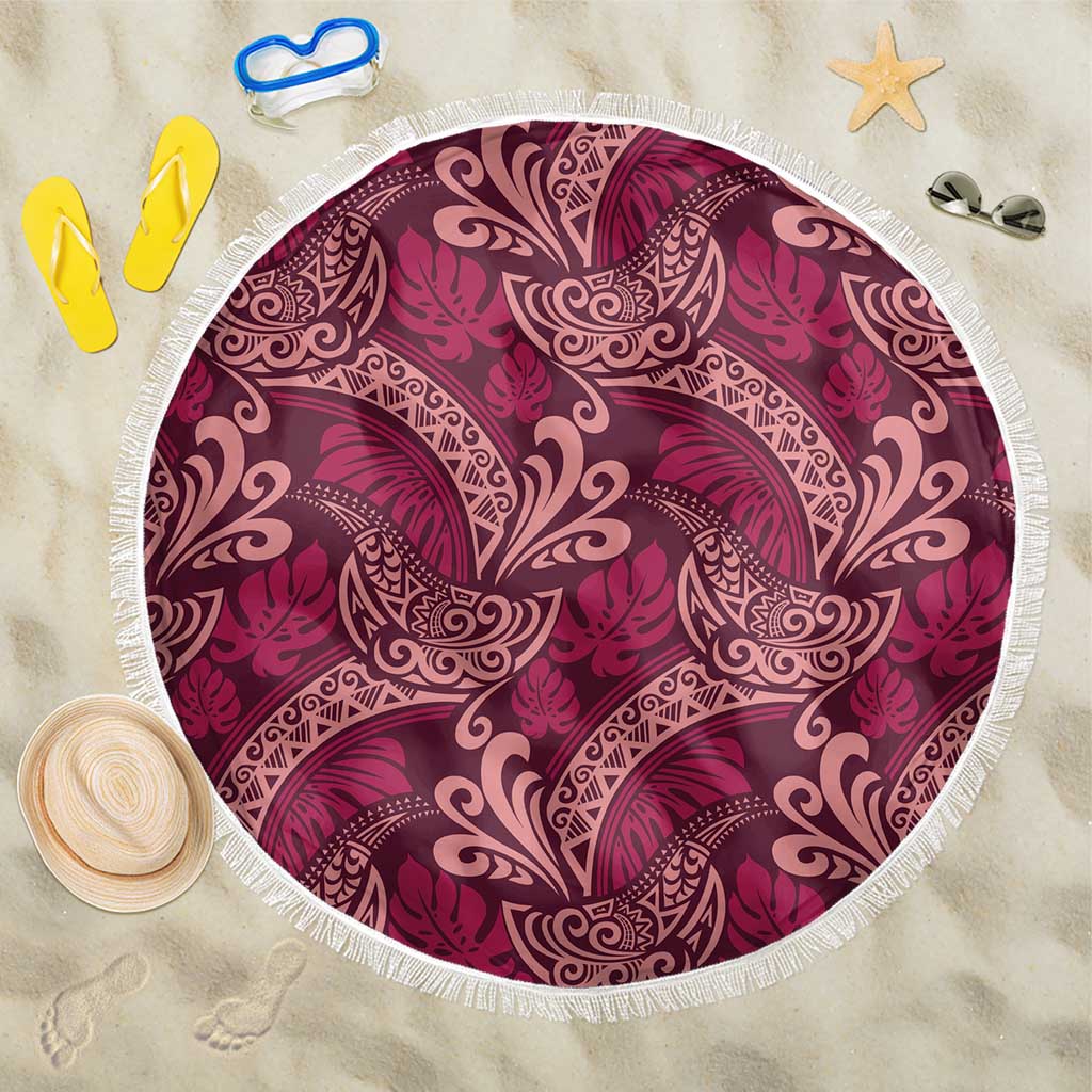 Sweet Pink Monstera Beach Blanket Polynesian Tribal Pattern LT01 One Size 150cm Pink - Polynesian Pride