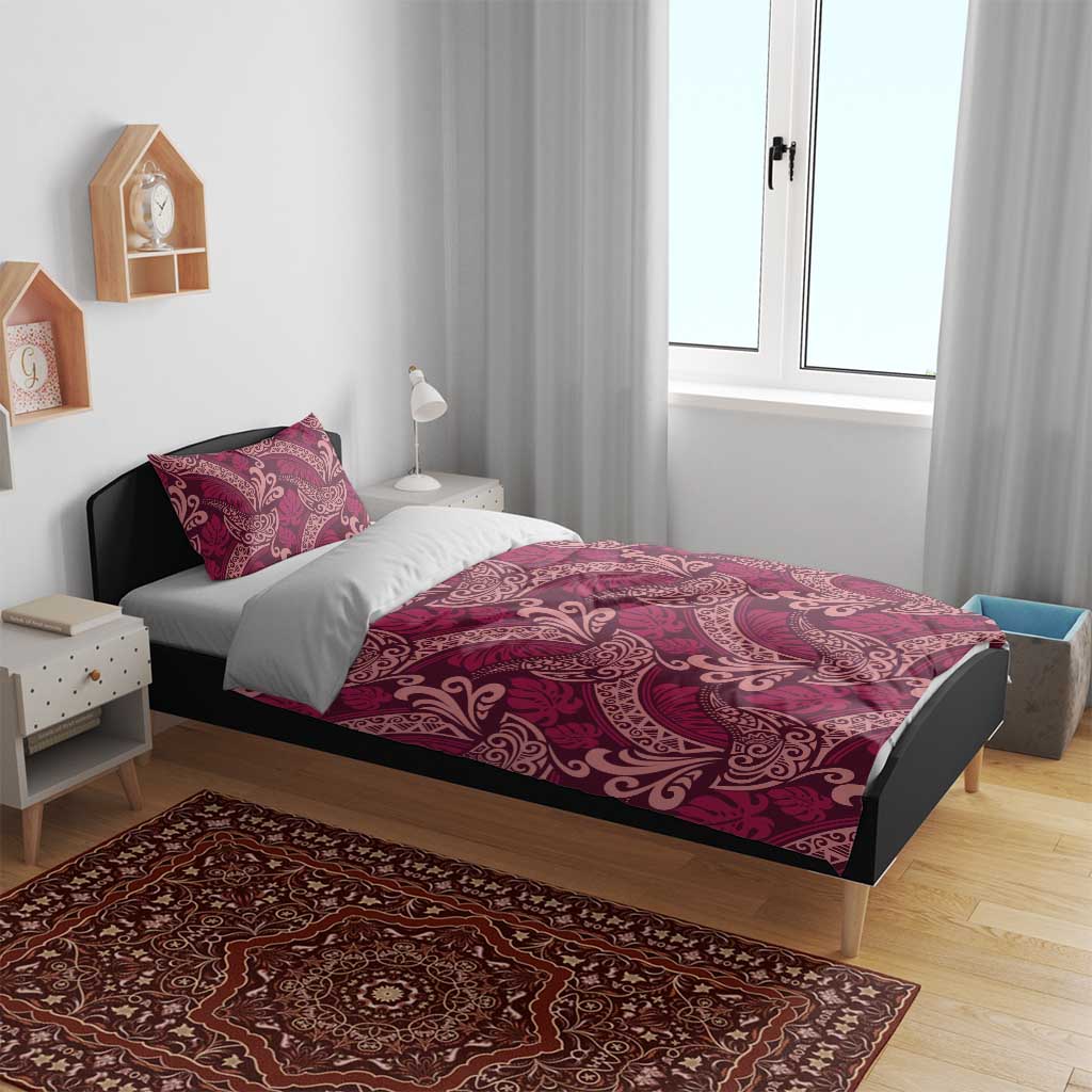 Sweet Pink Monstera Bedding Set Polynesian Tribal Pattern - Polynesian Pride