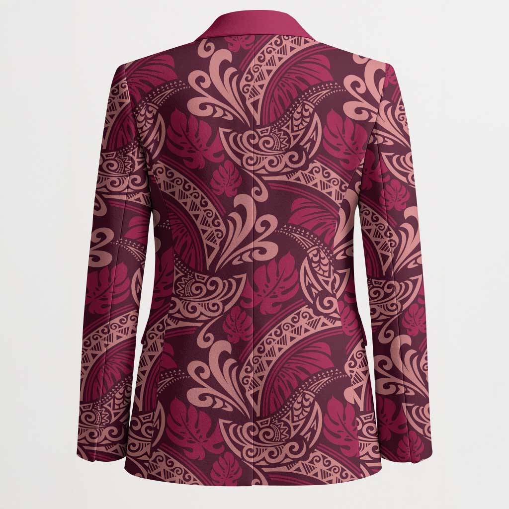 Sweet Pink Monstera Blazer Polynesian Tribal Pattern LT01 - Polynesian Pride