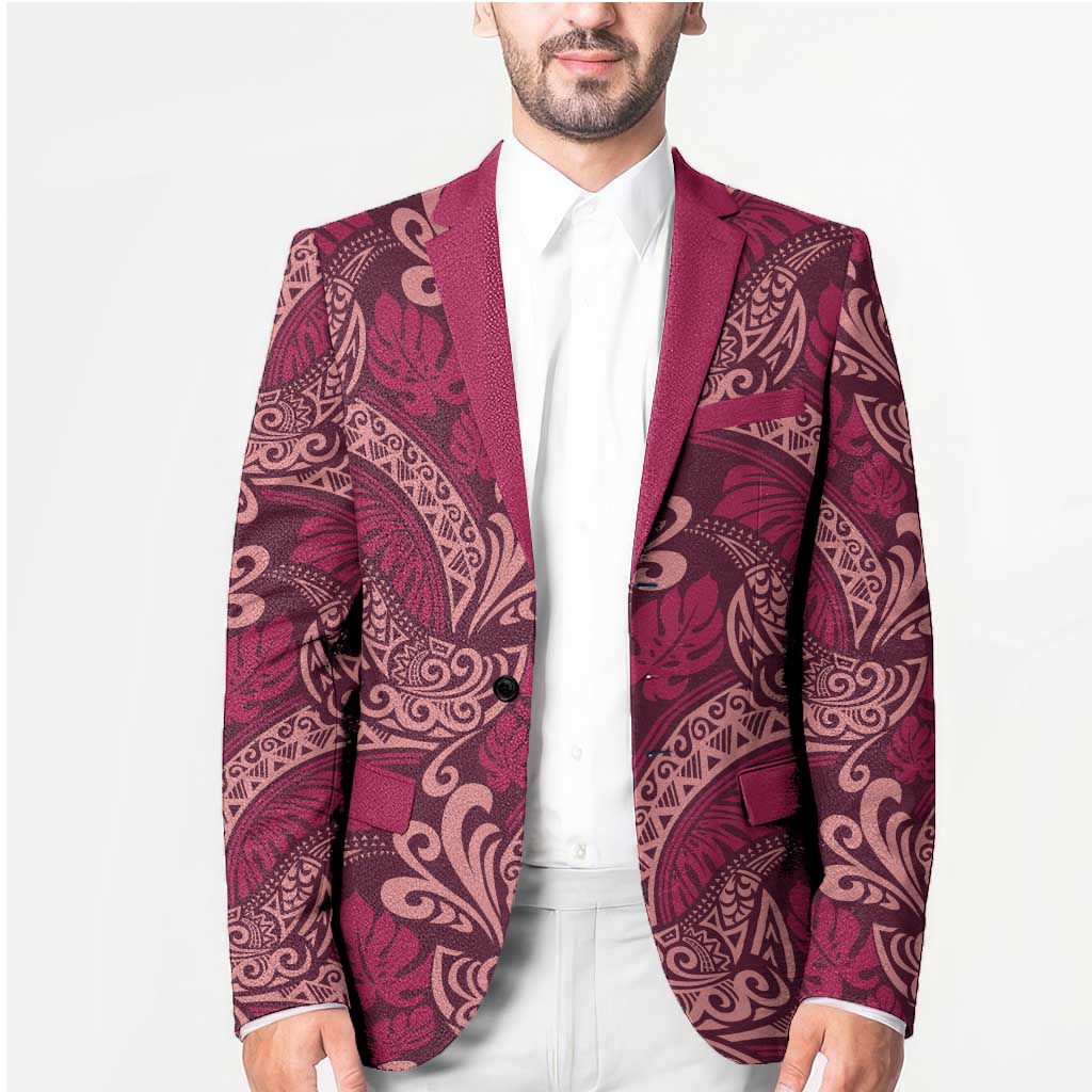 Sweet Pink Monstera Blazer Polynesian Tribal Pattern LT01 - Polynesian Pride