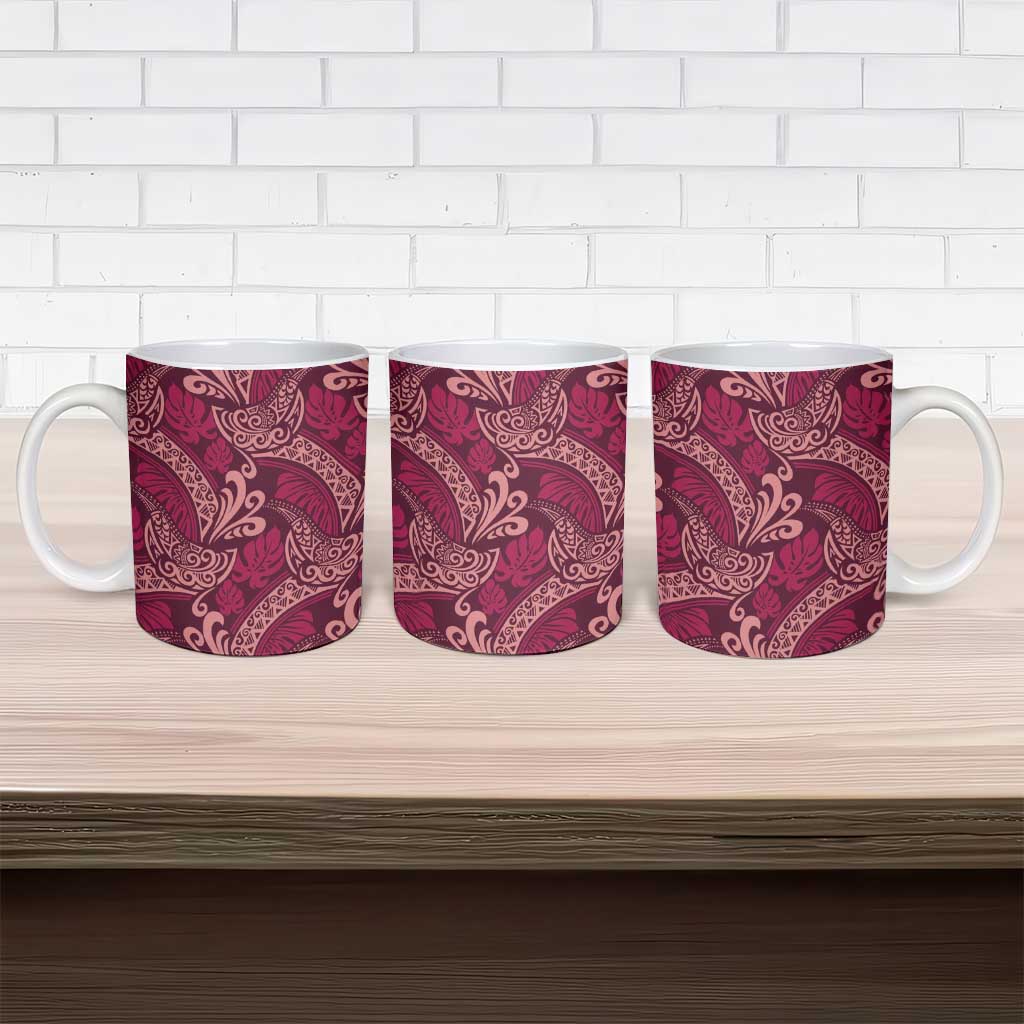 Sweet Pink Monstera Ceramic Mug Polynesian Tribal Pattern LT01 - Polynesian Pride