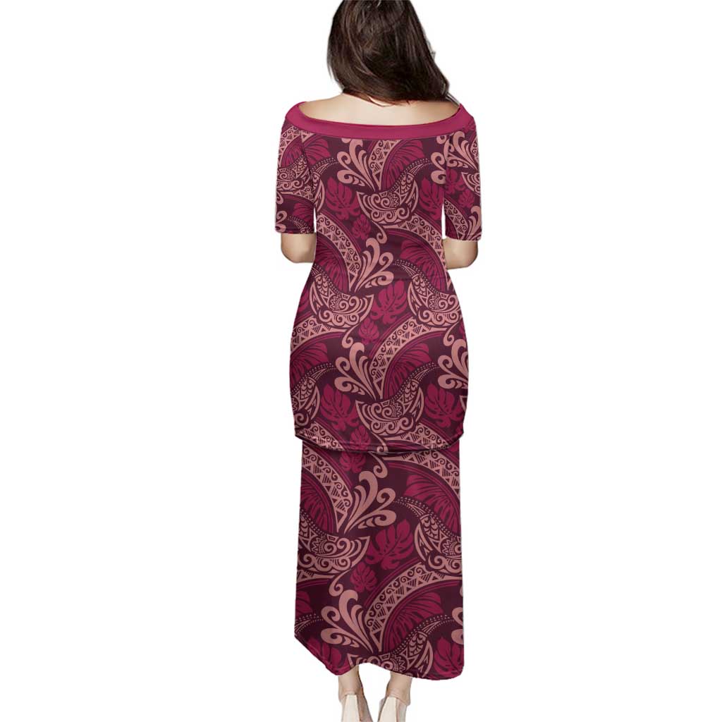 Sweet Pink Monstera Family Matching Puletasi and Hawaiian Shirt Polynesian Tribal Pattern - Polynesian Pride