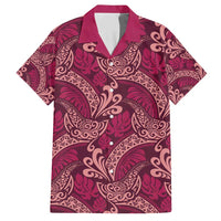 Sweet Pink Monstera Family Matching Short Sleeve Bodycon Dress and Hawaiian Shirt Polynesian Tribal Pattern LT01 Dad's Shirt - Short Sleeve Pink - Polynesian Pride