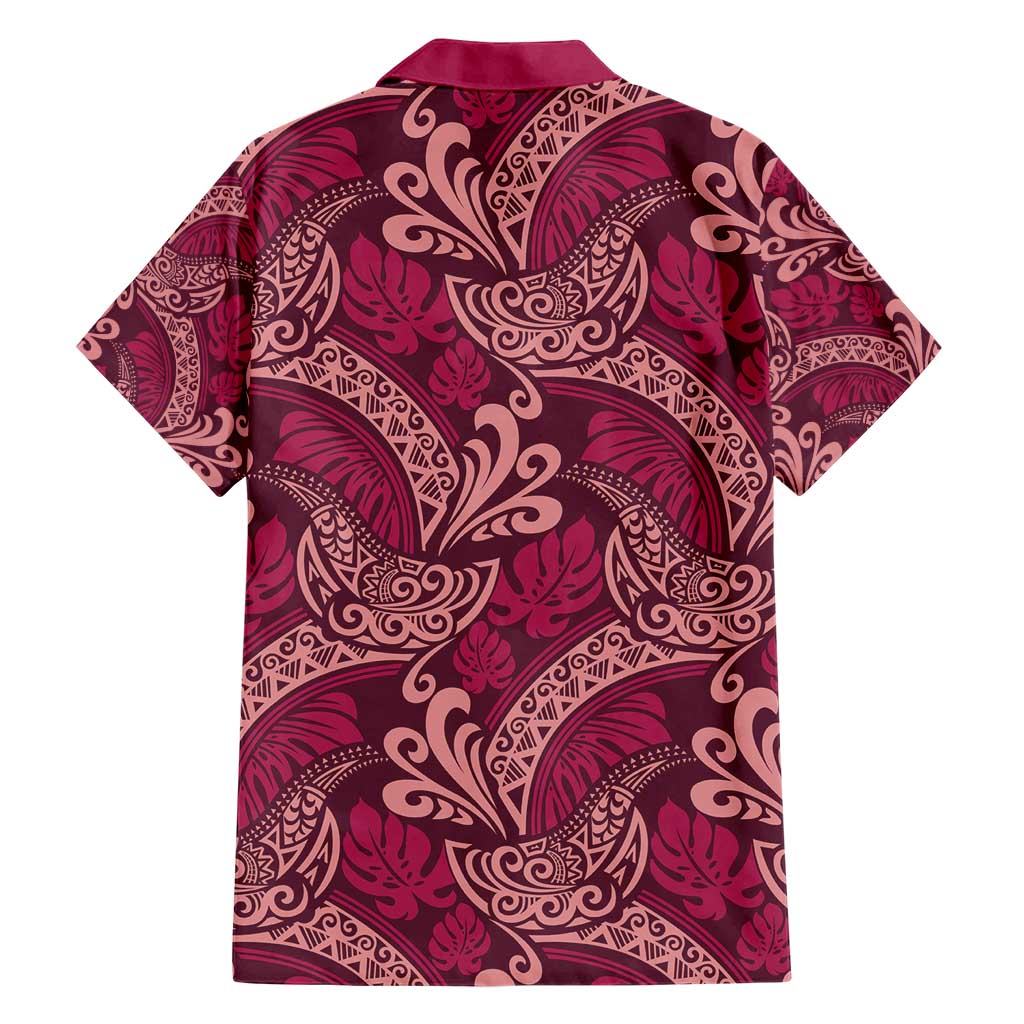 Sweet Pink Monstera Family Matching Short Sleeve Bodycon Dress and Hawaiian Shirt Polynesian Tribal Pattern LT01 - Polynesian Pride
