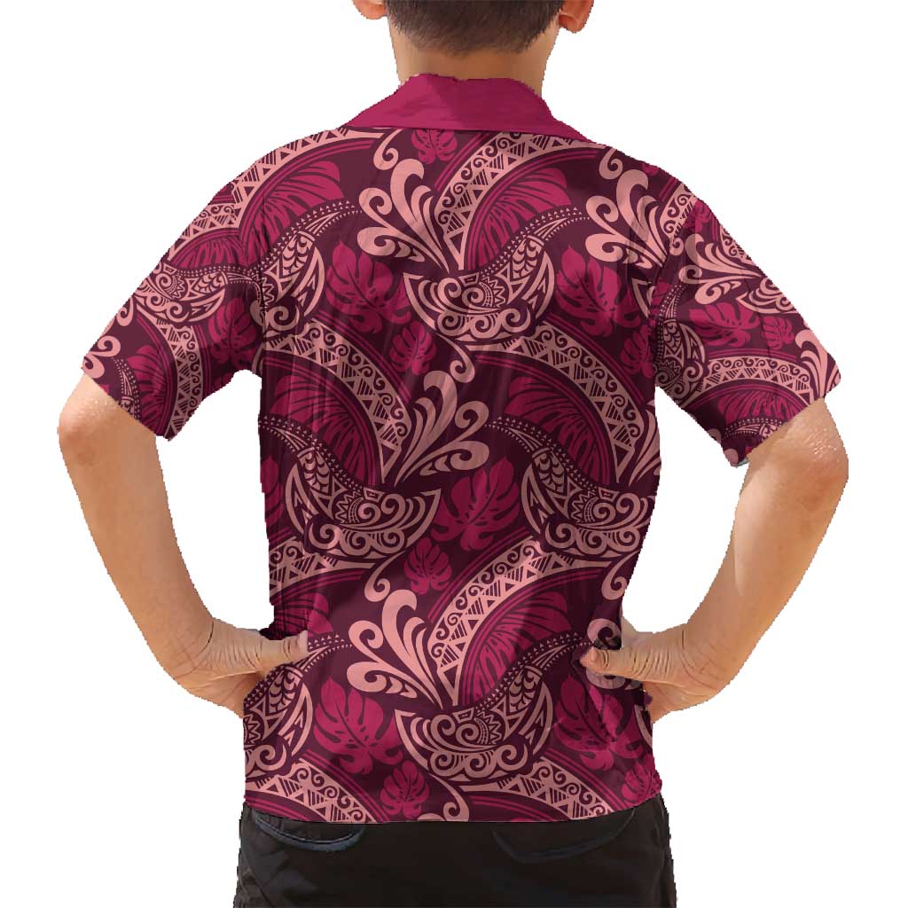 Sweet Pink Monstera Family Matching Summer Maxi Dress and Hawaiian Shirt Polynesian Tribal Pattern LT01 - Polynesian Pride