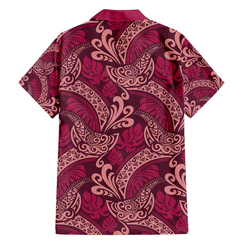 Sweet Pink Monstera Family Matching Summer Maxi Dress and Hawaiian Shirt Polynesian Tribal Pattern LT01 - Polynesian Pride