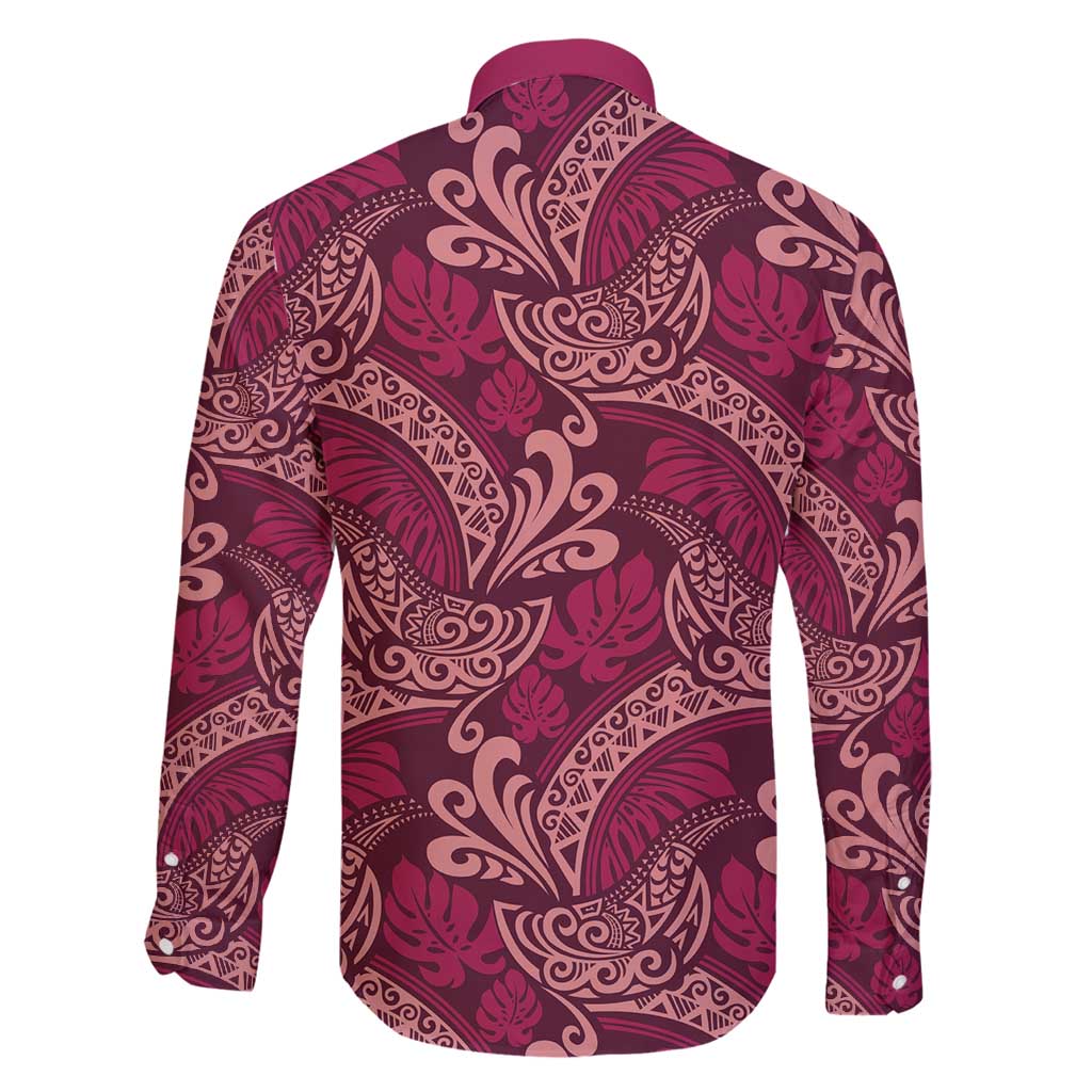 Sweet Pink Monstera Family Matching Summer Maxi Dress and Hawaiian Shirt Polynesian Tribal Pattern LT01 - Polynesian Pride